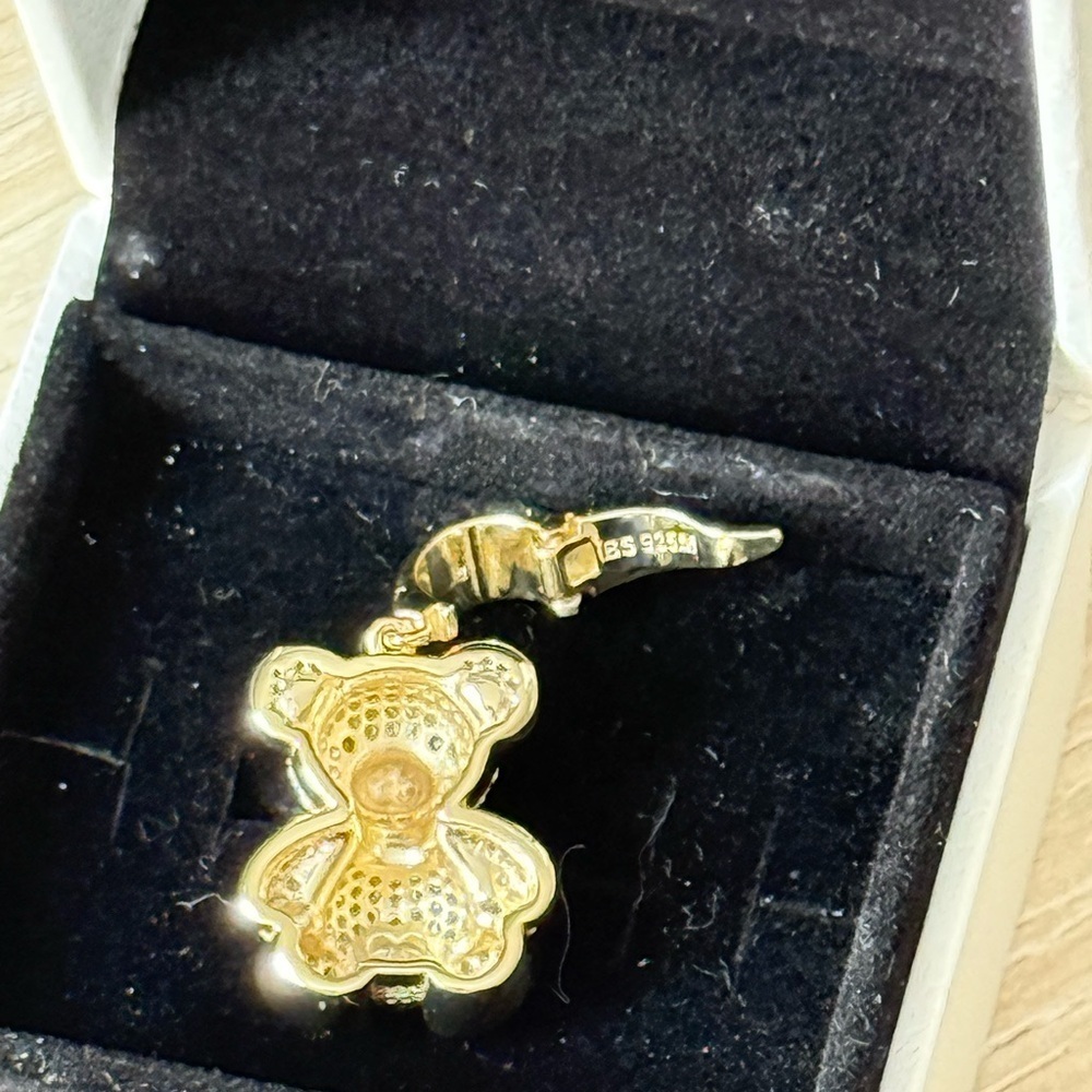 Moissanite Gold Teddy Bear Pendant on Sterling Silver 925. - Picture 3 of 4
